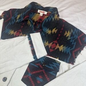 Mazik Southwestern Aztec‎ Style Button-Up Colorful Corduroy Shacket Size Large